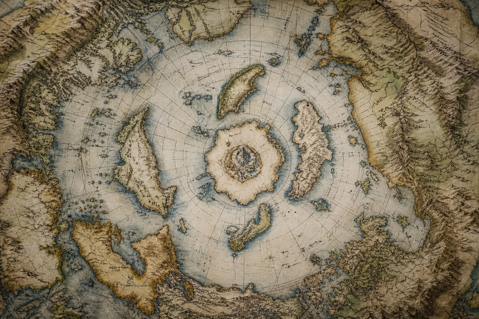 Карта Меркатора 1595: Гиперборея из 4 островов и гора Меру